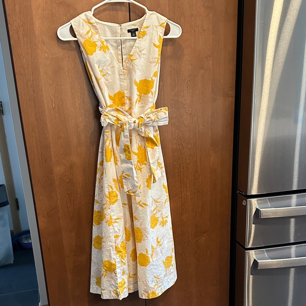 Ann Taylor Factory Yellow and White Midi Dress